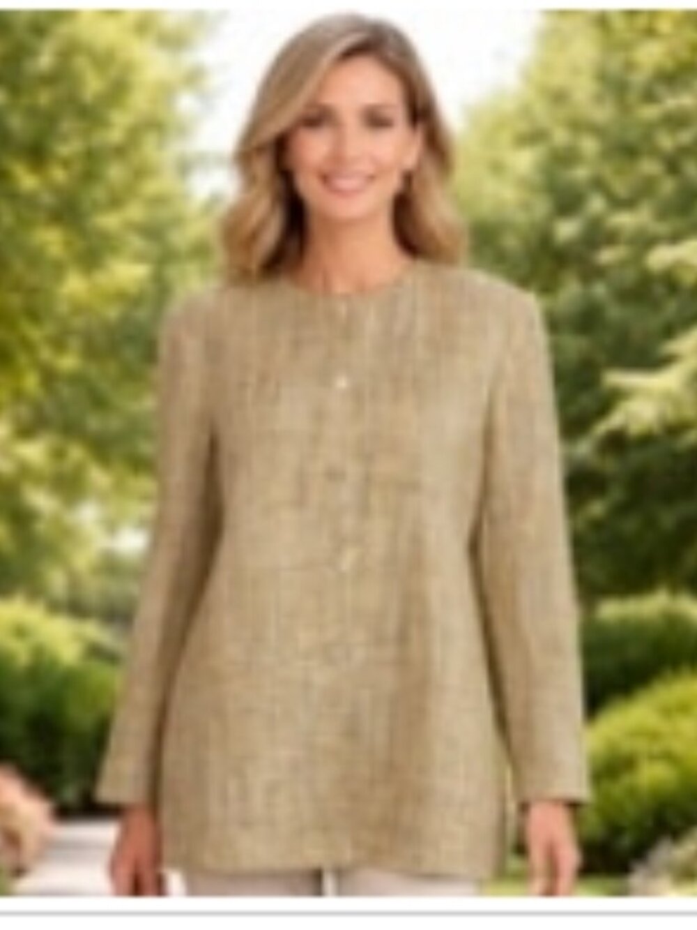 C22 Alfred Dunner Women’s Brown and Tan Woven Jacket, Size 14, Pre-owned